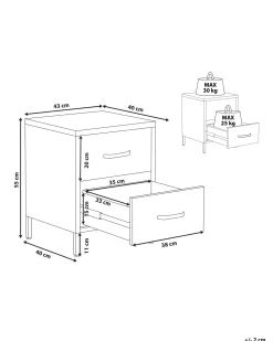 Mesa De Cabeceira Com 2 Gavetas Em Metal Amarelo Malavi