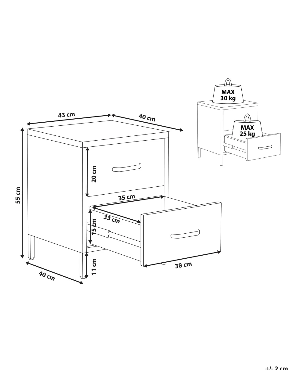 Mesa De Cabeceira Com 2 Gavetas Em Metal Amarelo Malavi