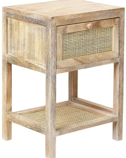 Mesa De Cabeceira Com 1 Gaveta Em Rattan Cor De Madeira Clara Esto