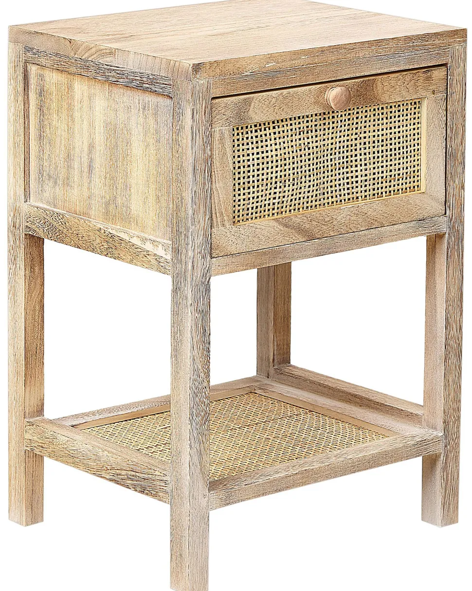 Mesa De Cabeceira Com 1 Gaveta Em Rattan Cor De Madeira Clara Esto