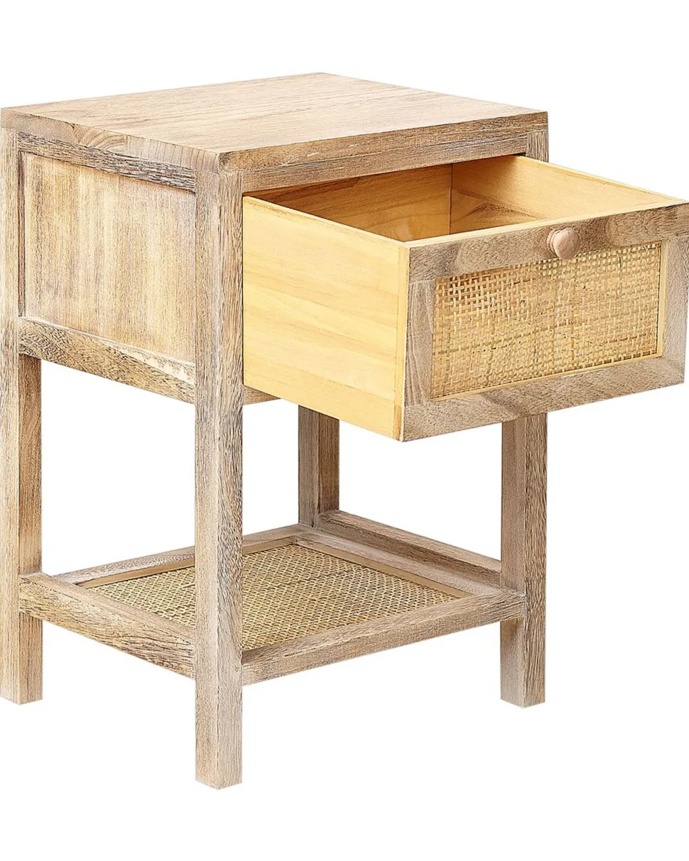 Mesa De Cabeceira Com 1 Gaveta Em Rattan Cor De Madeira Clara Esto