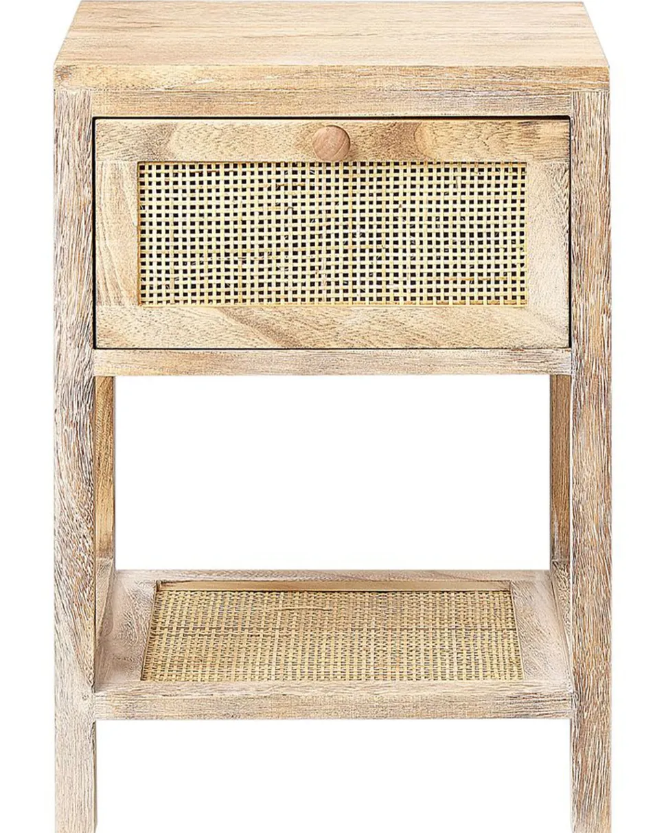 Mesa De Cabeceira Com 1 Gaveta Em Rattan Cor De Madeira Clara Esto