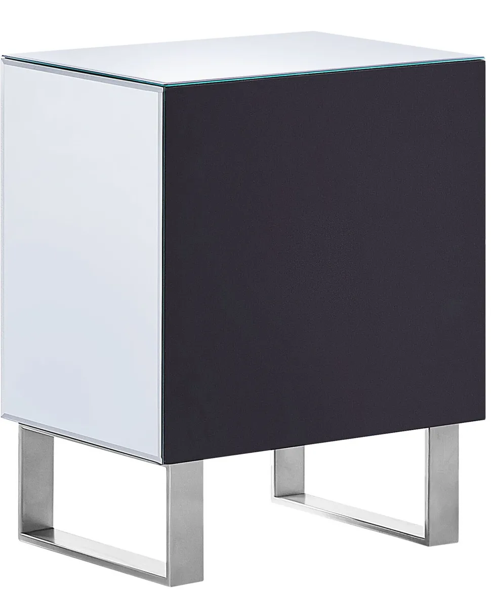 Mesa De Cabeceira Com 2 Gavetas Em Efeito Espelhado Prateado Nesle