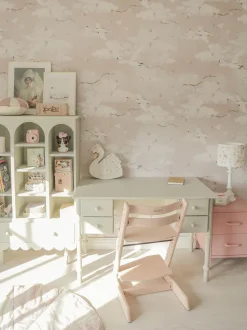 Mesa De Cabeceira Com 2 Gavetas Em Metal Rosa Malavi