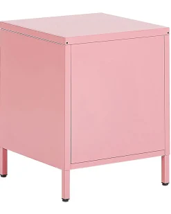 Mesa De Cabeceira Com 2 Gavetas Em Metal Rosa Malavi