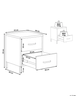 Mesa De Cabeceira Com 2 Gavetas Em Metal Rosa Malavi