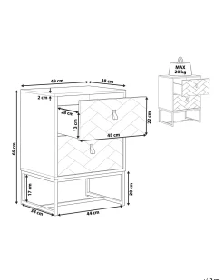 Mesa De Cabeceira Com 2 Gavetas Em Madeira Escura E Branco Nueva