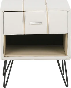 Mesa De Cabeceira Com 1 Gaveta Em Pele Sintetica Branca Betin