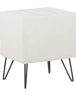 Mesa De Cabeceira Com 1 Gaveta Em Pele Sintetica Branca Betin