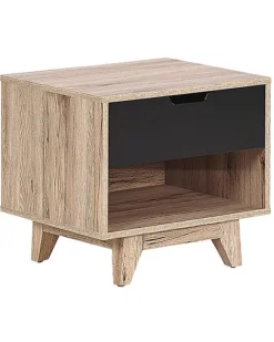 Mesa De Cabeceira Com 1 Gaveta Em Madeira Clara E Preto Spencer