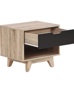 Mesa De Cabeceira Com 1 Gaveta Em Madeira Clara E Preto Spencer