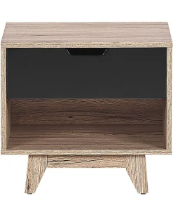 Mesa De Cabeceira Com 1 Gaveta Em Madeira Clara E Preto Spencer