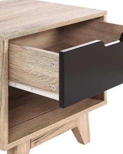 Mesa De Cabeceira Com 1 Gaveta Em Madeira Clara E Preto Spencer