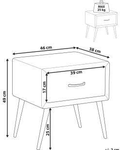 Mesa De Cabeceira Com 1 Gaveta Em Veludo Laranja Flayat