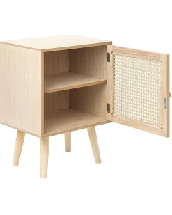 Mesa De Cabeceira Com 1 Porta Em Rattan Cor De Madeira Clara Almo