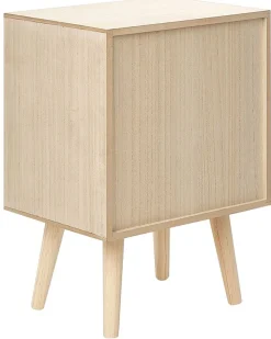 Mesa De Cabeceira Com 1 Porta Em Rattan Cor De Madeira Clara Almo