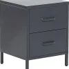 Mesa De Cabeceiracom 2 Gavetas Em Metal Cinzento Escuro Malavi