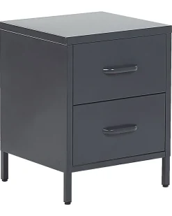 Mesa De Cabeceiracom 2 Gavetas Em Metal Cinzento Escuro Malavi
