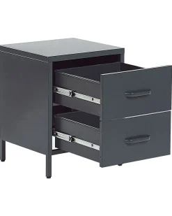 Mesa De Cabeceiracom 2 Gavetas Em Metal Cinzento Escuro Malavi