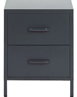 Mesa De Cabeceiracom 2 Gavetas Em Metal Cinzento Escuro Malavi