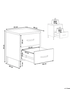 Mesa De Cabeceiracom 2 Gavetas Em Metal Cinzento Escuro Malavi