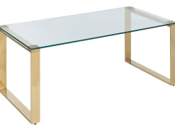 Mesa De Centro Dourada Com Tampo De Vidro Tilon