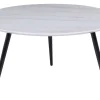 Mesa De Centro Efeito De Marmore Branco Com Preto Effie