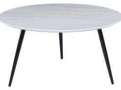 Mesa De Centro Efeito De Marmore Branco Com Preto Effie