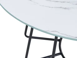 Mesa De Centro Efeito De Marmore Branco Com Preto Bernie