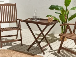 Mesa De Centro Em Madeira Escura De Acacia Amantea