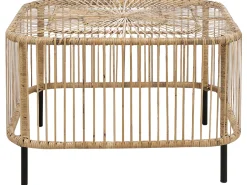 Mesa De Centro Em Rattan Natural E Preto 67 X 67 Cm Cesenatico
