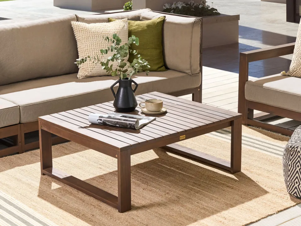 Mesa De Centro Madeira De Acacia Certificada Escura 90 X 75 Cm Timor Ii