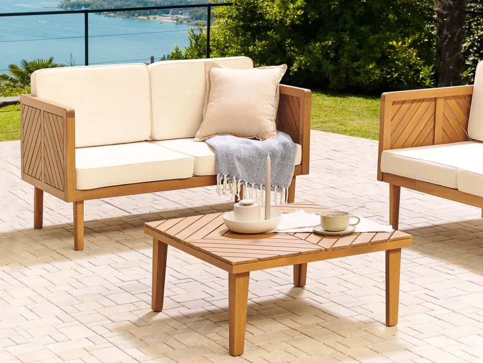 Mesa De Centro Para Jardim Em Madeira De Acacia 70 X 70 Cm Baratti