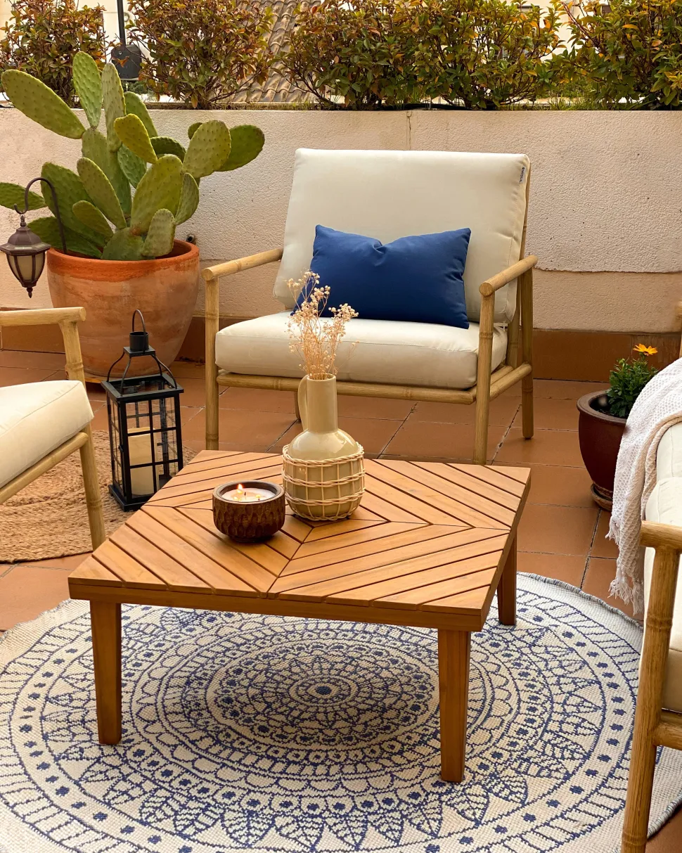 Mesa De Centro Para Jardim Em Madeira De Acacia 70 X 70 Cm Baratti