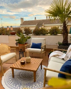 Mesa De Centro Para Jardim Em Madeira De Acacia 70 X 70 Cm Baratti