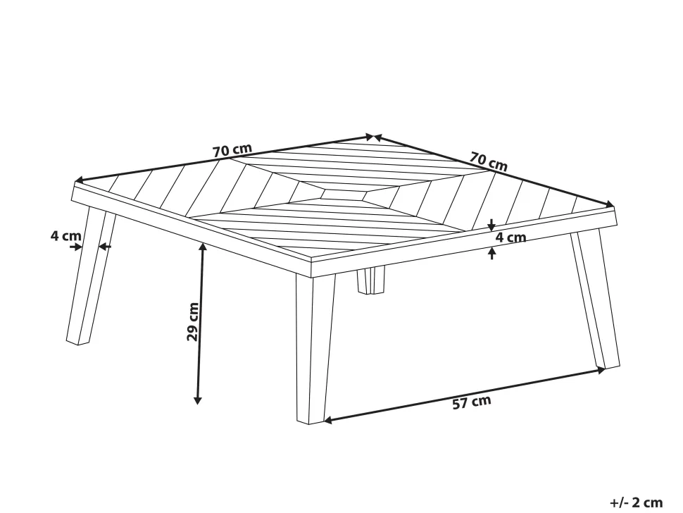 Mesa De Centro Para Jardim Em Madeira De Acacia 70 X 70 Cm Baratti