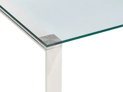 Mesa De Centro Prateada Com Tampo De Vidro Tilon