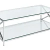 Mesa De Centro Prateada Com Tampo De Vidro Audet