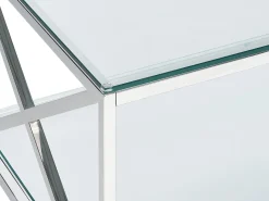 Mesa De Centro Prateada Com Tampo De Vidro Audet