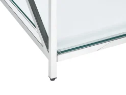 Mesa De Centro Prateada Com Tampo De Vidro Audet