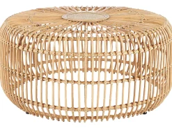 Mesa De Centro Redonda Para Jardim Em Rattan Natural 85 Cm Randazzo
