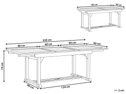 Mesa De Jantar De Jardim Extensivel Em Madeira Escura De Acacia 160/220 X 90 Cm Amantea