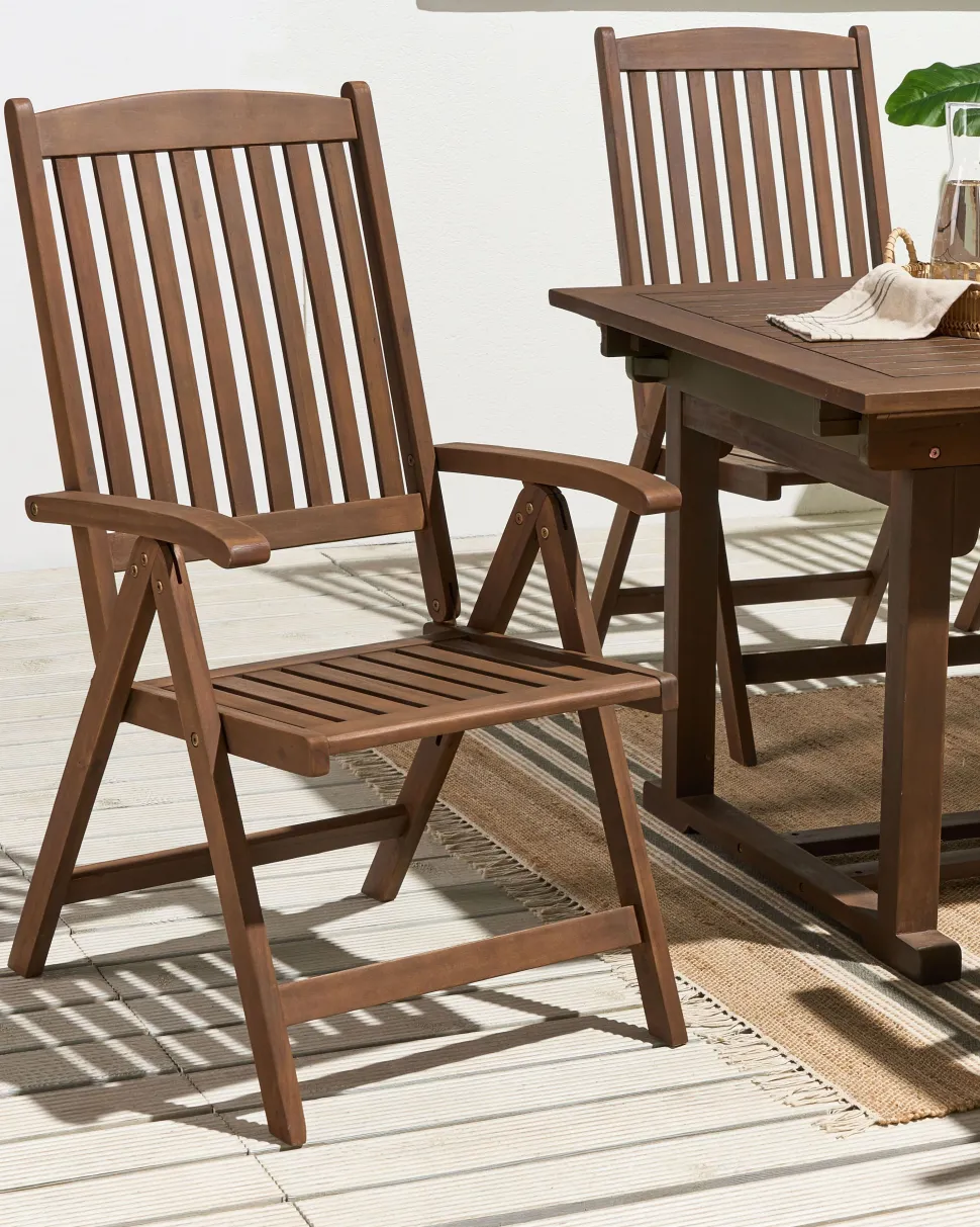 Mesa De Jantar De Jardim Extensivel Em Madeira Escura De Acacia 160/220 X 90 Cm Amantea