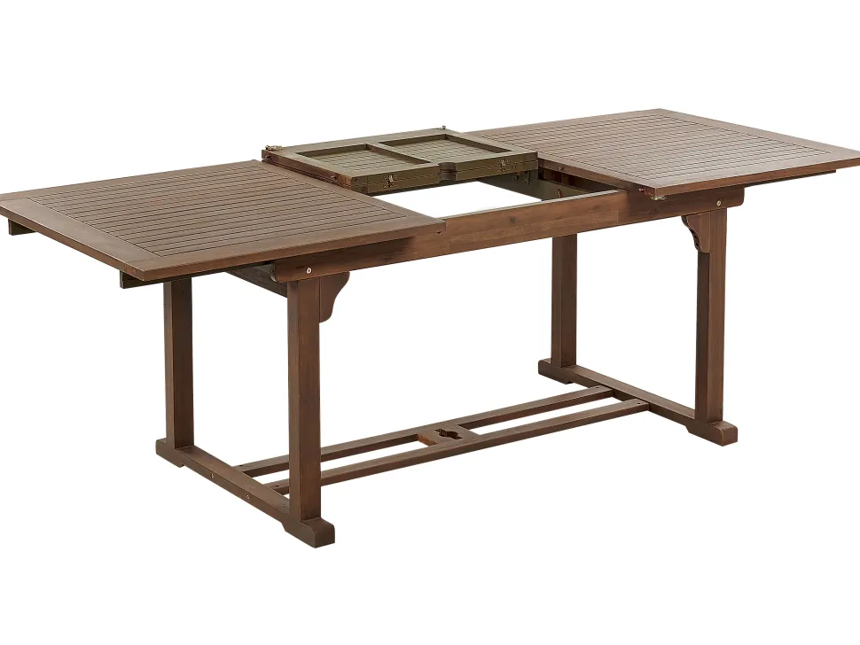 Mesa De Jantar De Jardim Extensivel Em Madeira Escura De Acacia 160/220 X 90 Cm Amantea