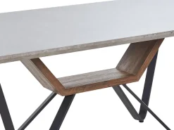 Mesa De Jantar Em Efeito De Betao E Preta 180 X 90 Cm Bandura
