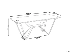 Mesa De Jantar Em Efeito De Betao E Preta 180 X 90 Cm Bandura