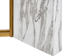 Mesa De Jantar Em Efeito De Marmore E Dourada 100 X 200 Cm Calcio