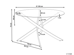 Mesa De Jantar Redonda Com Vidro Temperado E Pernas Prateadas 120 Cm Maramo