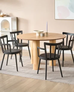 Mesa De Jantar Redonda Cor De Madeira Clara 120 Cm Orin