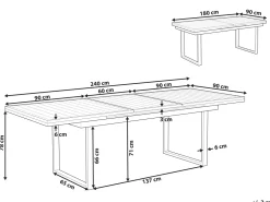 Mesa De Jardim Extensivel Preta 180/240 X 90 Cm Valcanetto